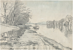 Lot 6746, Auction  106, Skovgaard, Peter Christian Thamsen, Ansicht des Flußufers bei Herlufsholm auf Seeland