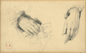 Lot 6754, Auction  106, Devéria, Eugène, Studien der Hände einer jungen Frau, ein Taschentuch haltend