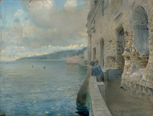 Lot 6779, Auction  106, Campriani, Alceste, Junges Paar auf der Terrasse des Palazzo Don'Anna