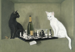 Lot 7149, Auction  106, Garbriel, Léna, Katzen mit Schachspiel und Champagnerflasche