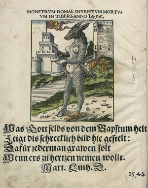 Lot 1077, Auction  107, Luther, Martin, Abbildung des Babstum durch Mart. Luth. 9 kolor, Holzschnitte