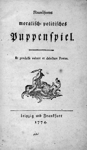Lot 1571, Auction  107, Goethe, Johann Wolfgang von, Neueröfnetes moralisch-politisches Puppenspiel