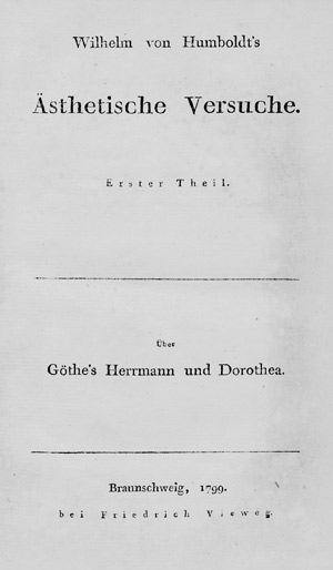 Lot 1578, Auction  107, Humboldt, Wilhelm v.,  Ästhetische Versuche