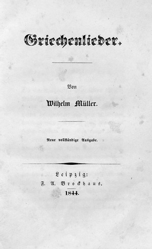 Lot 1653, Auction  107, Müller, Wilhelm, Griechenlieder + Beigabe