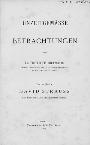 Lot 1725, Auction  107, Nietzsche, Friedrich, Unzeitgemässe Betrachtungen