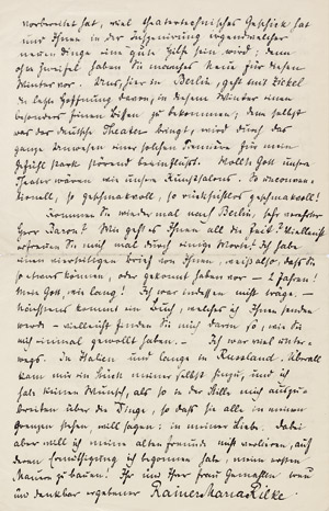 Lot 2060, Auction  107, Rilke, Rainer Maria, Brief 1899 an Ernst von Wolzogen