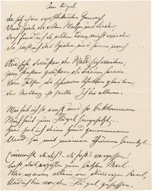 Lot 2073, Auction  107, Schnitzler, Arthur, Signiertes Gedichtmanuskript