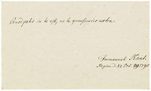 Lot 2105, Auction  107, Kant, Immanuel, Albumblatt 1795