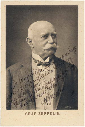 Lot 2115, Auction  107, Zeppelin, Ferdinand Graf von, Porträtfoto-Karte 1909 mit Widmung