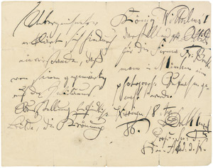 Lot 2181, Auction  107, Menzel, Adolph von, Signiertes Schriftstück 1886