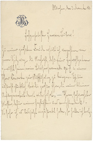 Lot 2219, Auction  107, Strauss, Richard, Brief 1883 an Hans von Bülow