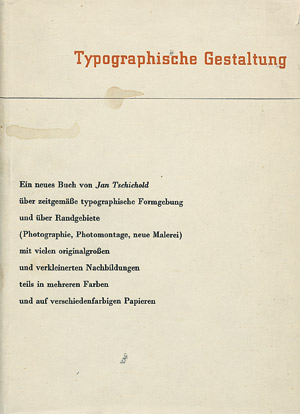 Lot 3462, Auction  107, Tschichold, Jan, Typographische Gestaltung