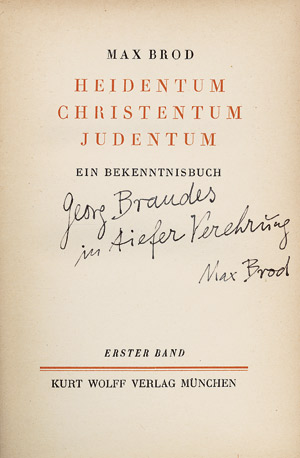 Lot 3566, Auction  107, Brod, Max, Heidentum Christentum Judentum