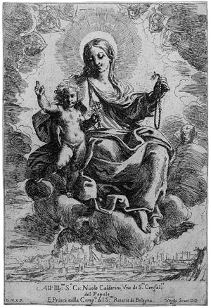 Lot 5073, Auction  107, Canuti, Domenico Maria, Die Madonna mit dem  Rosenkranz über der Stadt Bologna