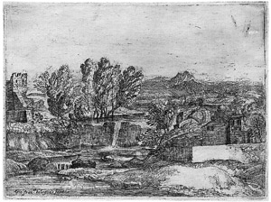 Lot 5133, Auction  107, Grimaldi, Giovanni Francesco, Landschaft mit zinnenbekronten Turm