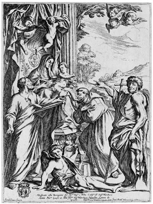 Lot 5176, Auction  107, Mitelli, Giuseppe Maria, Die thronende Madonna mit dem Kind, umgeben von Heiligen