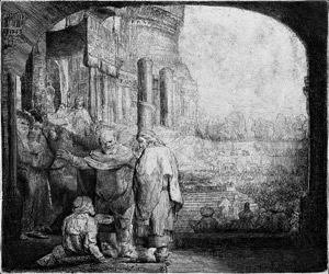 Lot 5212, Auction  107, Rembrandt Harmensz. van Rijn, Petrus und Johannes an der Pforte des Tempels, einen Krüppel heilend.