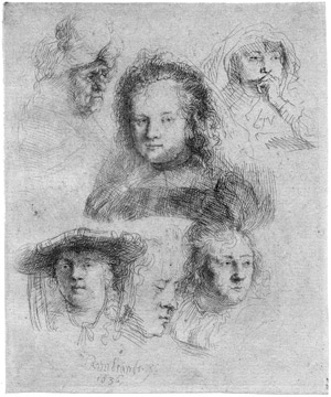Lot 5225, Auction  107, Rembrandt Harmensz. van Rijn, Studienblatt mit sechs Frauenköpfen