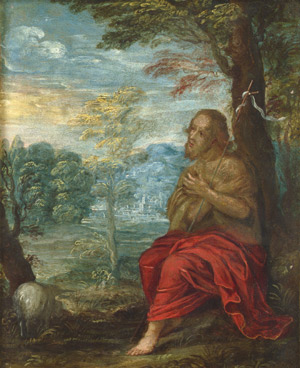 Lot 6018, Auction  107, Flämisch, um 1600. Der Heilige Johannes betend in der Landschaft