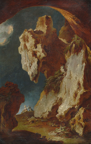 Lot 6041, Auction  107, Italienisch, 18. Jh. Blick aus einer Grotte auf einen pittoresken Felsen