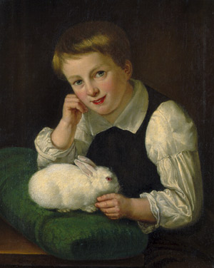 Lot 6068, Auction  107, Österreichisch, 19. Jh. Knabe mit weißem Kaninchen