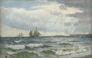Lot 6080, Auction  107, Locher, Carl Ludvig, Segelschiffe am Strand von Skagen bei Gewitter