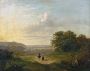 Lot 6081, Auction  107, Deutsch, um 1800. Weite Landschaft mit Eselsreiter