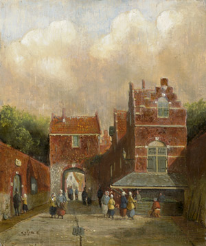 Lot 6106, Auction  107, Spohler, Johann Franziskus, Ansicht eines Stadttors in Holland