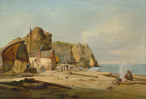 Lot 6112, Auction  107, Deutsch, 1852. Fischer am Strand bei Etretat