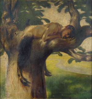 Lot 6155, Auction  107, Deutsch, Schlafender Satyr auf einem Baum