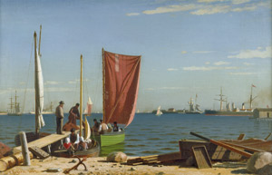 Lot 6171, Auction  107, Eckardt, Christian Frederik Emil, Boote und Schiffe mit Fischern an einem sonnigen Tag im Hafen