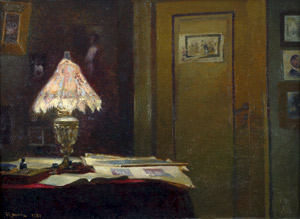 Lot 6176, Auction  107, Kraul, Fritz Christian August, Interieur mit Lampe