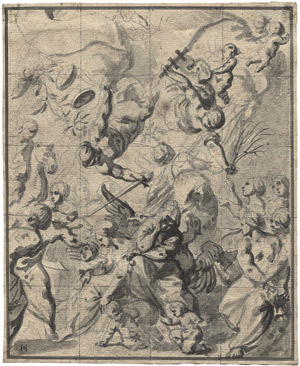 Lot 6540, Auction  107, Deutsch, um 1650. Entwurf für ein allegorisches Titelblatt