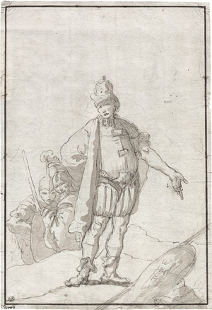 Lot 6568, Auction  107, Venezianisch, 18. Jh. Stehender Edelmann und zwei Krieger