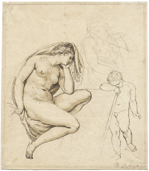 Lot 6610, Auction  107, Cipriani, Giovanni Battista, Studienblatt mit zwei sitzenden weiblichen Gestalten