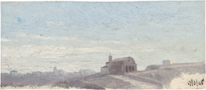 Lot 6616, Auction  107, Deutsch, 1868. Südliche Landschaft mit einer Kirche