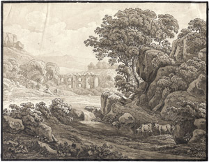 Lot 6659, Auction  107, Dresden, 19. Jh. Römisches Aquädukt in der Campagna