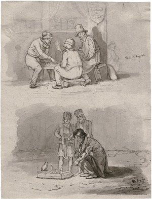 Lot 6710, Auction  107, Andersen, Christian Emil, Spielende Männer Pfeife rauchend, Okkultistisches Ritual mit Eule