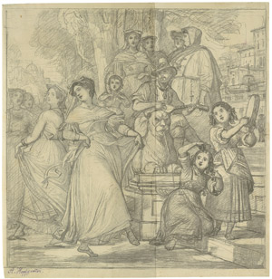 Lot 6724, Auction  107, Hopfgarten, August Ferdinand, Tanzende und musizierende Römer an einem Brunnen