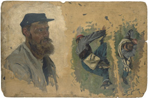 Lot 6751, Auction  107, Werner, Anton von - zugeschrieben, Zwei französische Infanteristen und ein bärtiger Mann mit Kappe