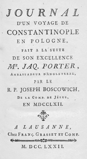 Lot 71, Auction  108, Boscowich, Ruer Josip, Journal d'un voyage de Constantinople en Pologne