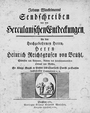 Lot 1199, Auction  108, Winckelmann, Johann Joachim, Sendschreiben von den Herculanischen Entdeckungen + Beiband