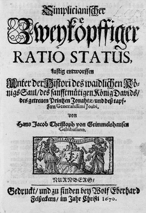 Lot 1878, Auction  108, Grimmelshausen, Hans Jakob Christoffel von, Simplicianischer Zweyköpffiger Ratio Status