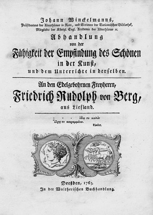 Lot 1980, Auction  108, Winckelmann, Johann Joachim, Abhandlung von der Fähigkeit der Empfindung des Schönen + Beiband