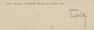 Lot 2306, Auction  108, Tucholsky, Kurt, Brief 1934 aus Schweden
