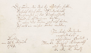 Lot 2328, Auction  108, Klaproth, Martin Heinrich, Albumblatt 1769  in einem Apotheker-Stammbuch