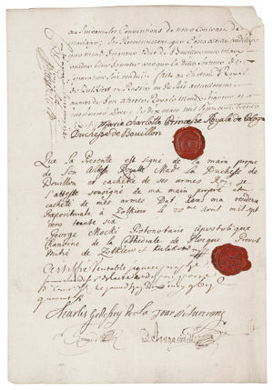 Lot 2387, Auction  108, Sobieska, Maria Karolina, Scheidungs-Urkunde 1736