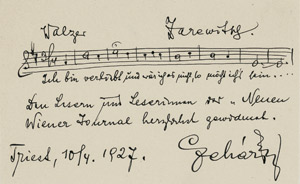 Lot 2458, Auction  108, Lehár, Franz, Musikal. Albumblatt 1927
