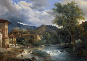 Lot 6054, Auction  108, Vanvitelli, Luigi - Umkreis, Wäscherinnen an einem Fluß in einem oberitalienischen Dorf