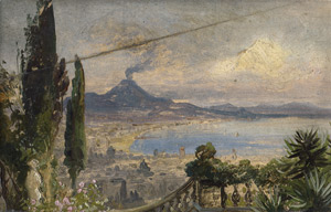 Lot 6080, Auction  108, Deutsch, um 1840. Blick über den Golf von Neapel mit dem Vesuv